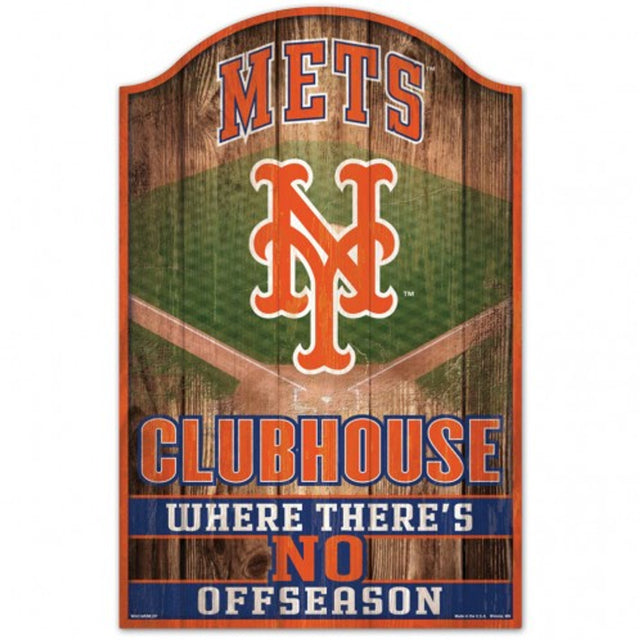 Letrero de madera de 11 x 17 de los New York Mets con diseño de cueva para fanáticos