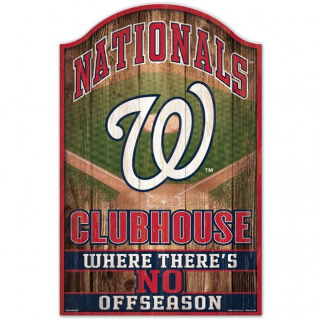 Letrero de madera de 11 x 17 de los Washington Nationals con diseño de cueva para fanáticos