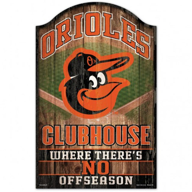 Letrero de madera de 11 x 17 de los Baltimore Orioles con diseño de cueva para fanáticos