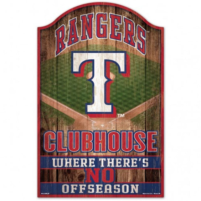 Letrero de madera de 11 x 17 de los Texas Rangers con diseño de cueva para fanáticos