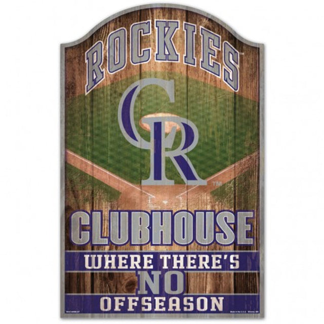 Letrero de madera de 11 x 17 de Colorado Rockies con diseño de cueva de abanico