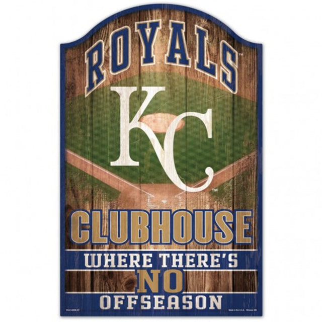 Letrero de madera de 11 x 17 de los Kansas City Royals con diseño de cueva para fanáticos