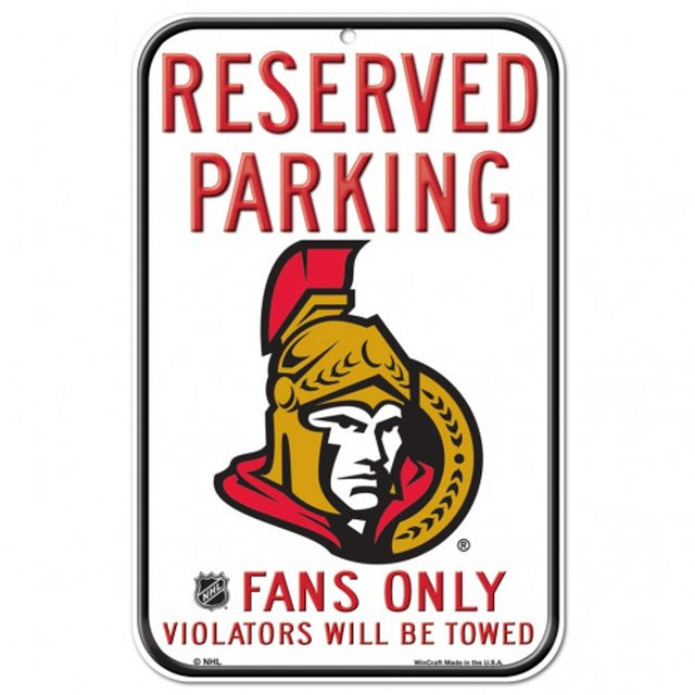 Letrero de plástico de 11 x 17 de los Ottawa Senators con diseño de estacionamiento reservado