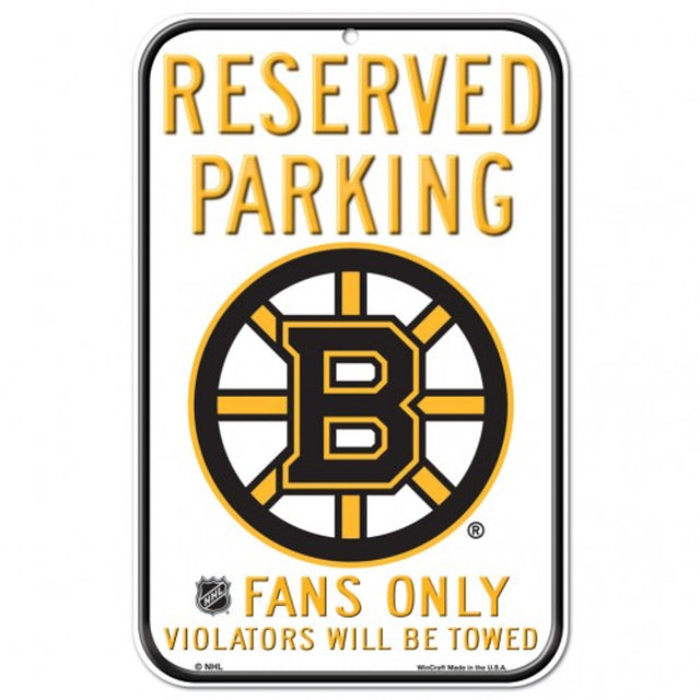 Letrero de plástico de los Boston Bruins de 11 x 17 pulgadas con diseño de estacionamiento reservado