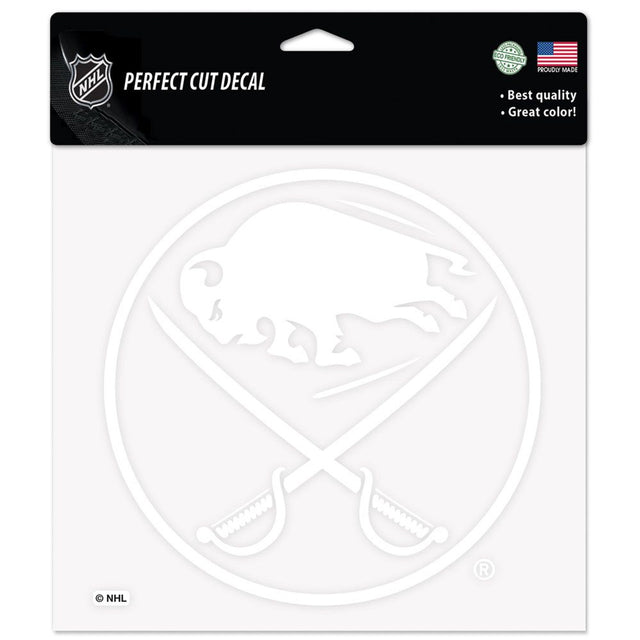 Calcomanía Buffalo Sabres de 8 x 8 pulgadas, corte perfecto, color blanco