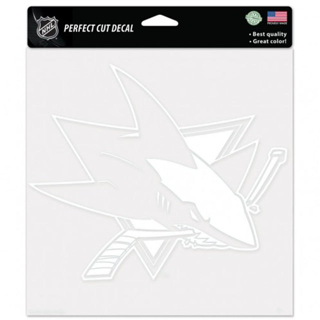 Calcomanía de San Jose Sharks troquelada de 8 x 8 pulgadas en color blanco