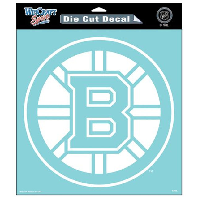 Calcomanía de los Boston Bruins, 8 x 8, corte perfecto, color blanco