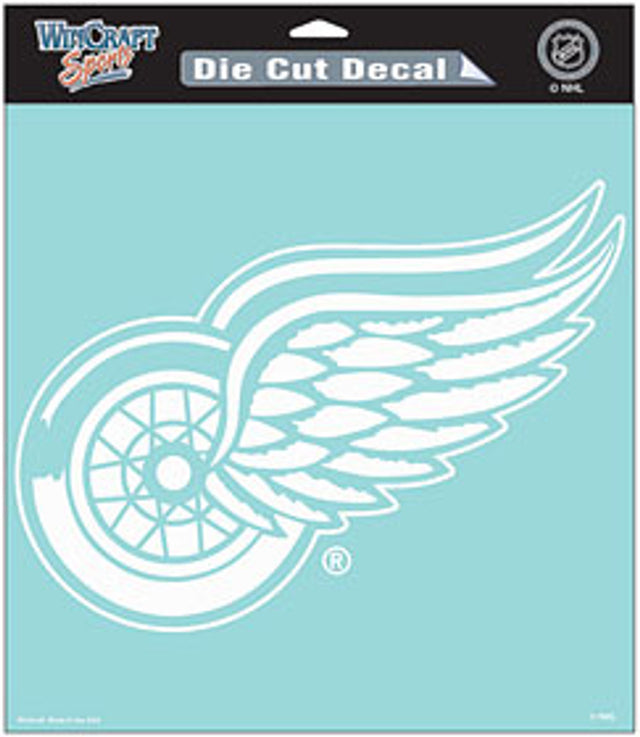 Calcomanía de los Detroit Red Wings troquelada de 8 x 8 pulgadas en color blanco