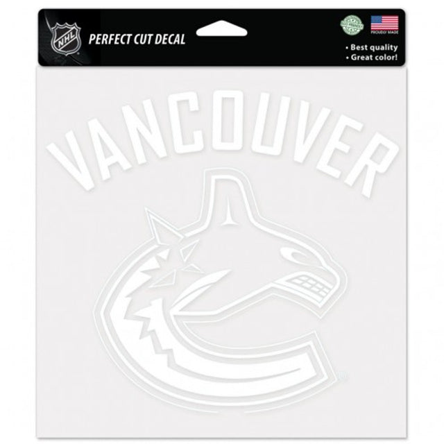 Calcomanía de Vancouver Canucks de 8 x 8 pulgadas, corte perfecto, color blanco