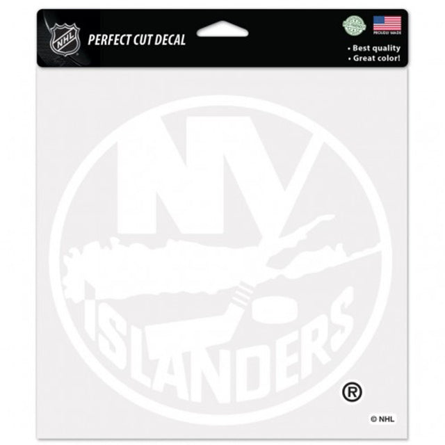 Calcomanía de los New York Islanders, 8 x 8, corte perfecto, color blanco