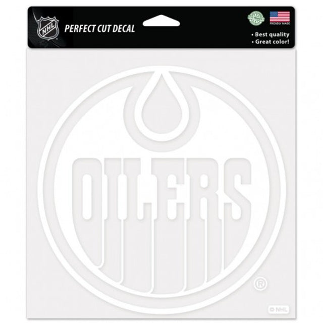 Calcomanía de los Edmonton Oilers, 8 x 8, corte perfecto, color blanco