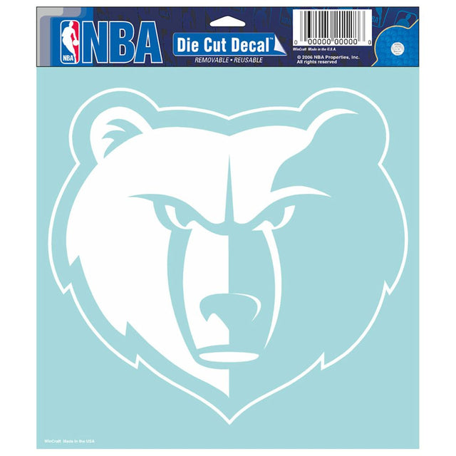 Calcomanía de los Memphis Grizzlies, 8 x 8, corte perfecto, color blanco