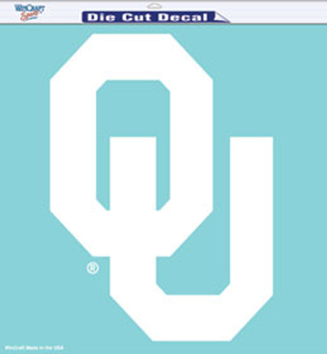 Calcomanía de Oklahoma Sooners troquelada de 8 x 8 pulgadas en color blanco