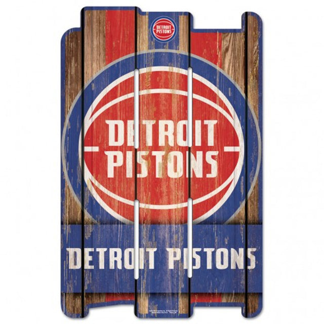 Letrero de los Detroit Pistons de 11 x 17 cm estilo valla de madera