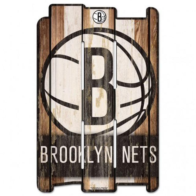 Brooklyn Nets Sign 11x17 Wood Fence Style