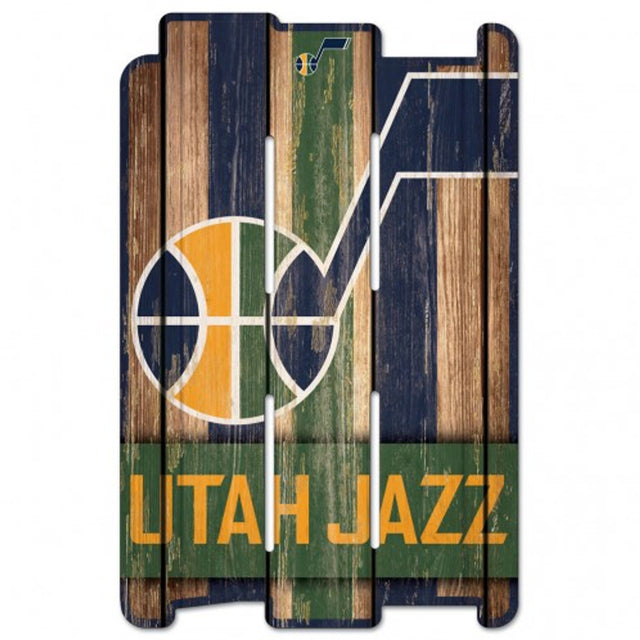 Letrero de madera estilo valla de Utah Jazz de 11 x 17 pulgadas