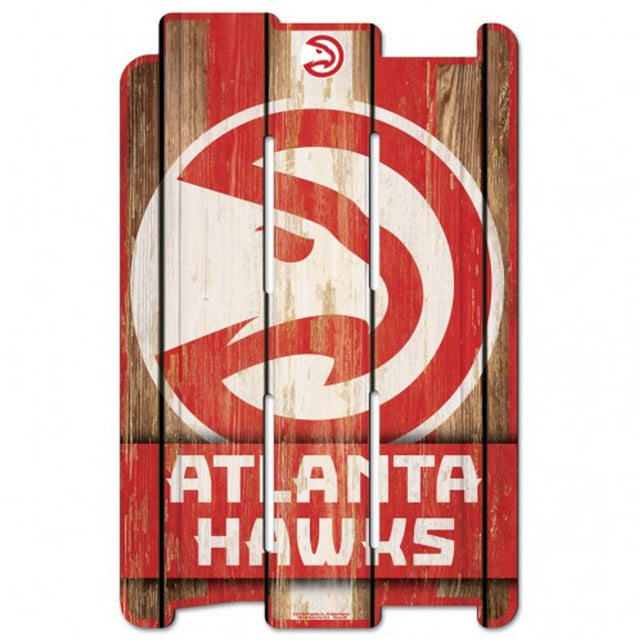 Letrero de madera estilo valla de los Atlanta Hawks de 11 x 17 pulgadas