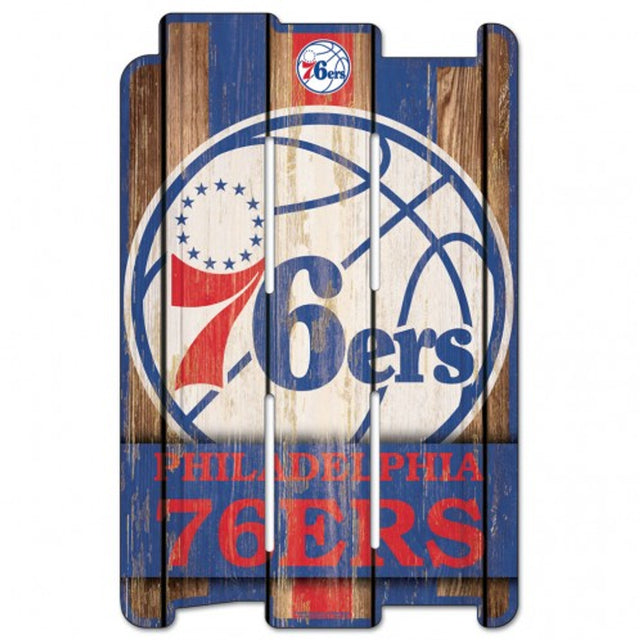 Philadelphia 76ers Sign 11x17 Wood Fence Style