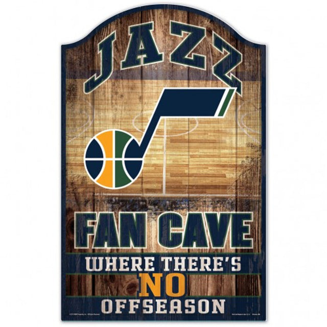 Letrero de madera de Utah Jazz de 11 x 17 pulgadas con diseño de cueva para fanáticos