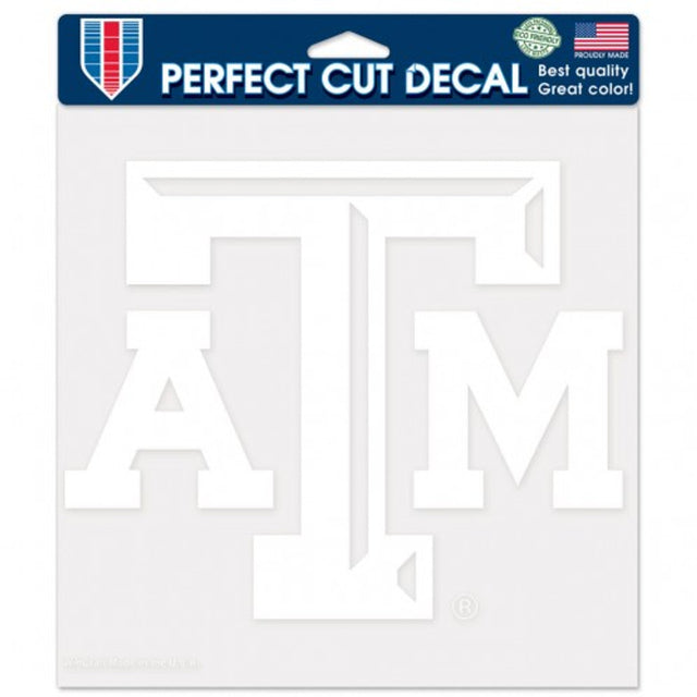 Calcomanía de Texas A&amp;M Aggies de 8 x 8 pulgadas, corte perfecto, color blanco