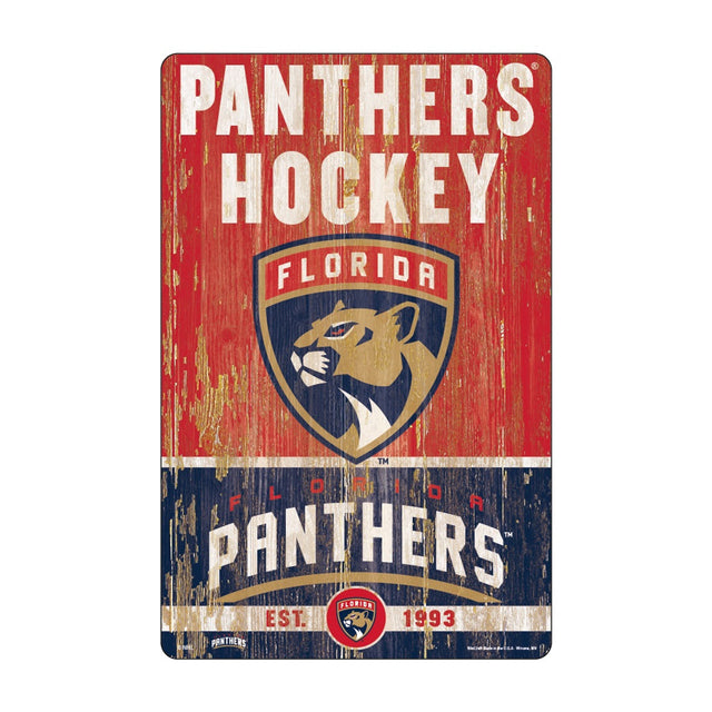 Letrero de madera de 11 x 17 de los Florida Panthers con diseño de eslogan