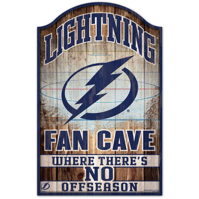 Letrero de madera de 11 x 17 de Tampa Bay Lightning con diseño de cueva de abanico