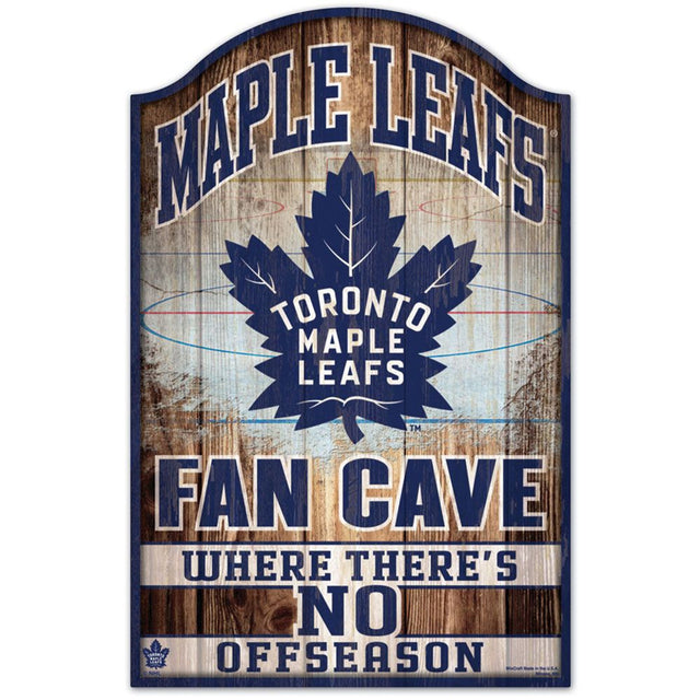 Letrero de madera de 11 x 17 de Toronto Maple Leafs con diseño de cueva de abanico