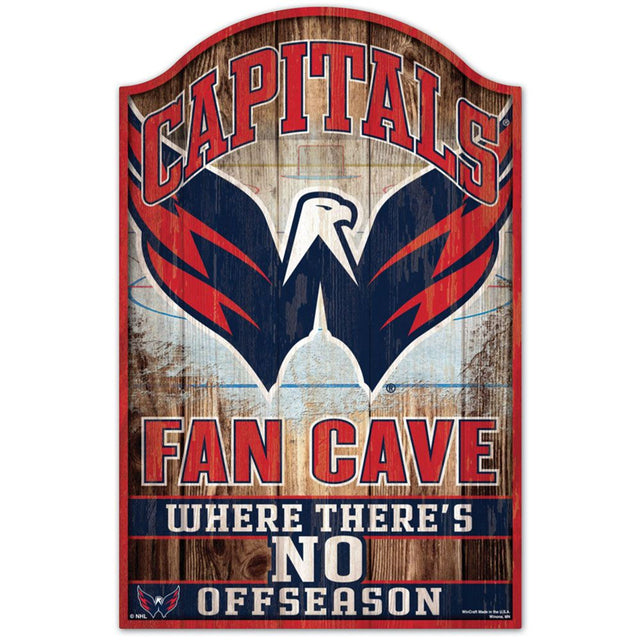 Letrero de madera de 11 x 17 de Washington Capitals con diseño de cueva para fanáticos