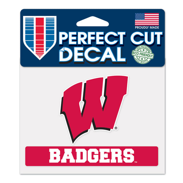 Calcomanía de Wisconsin Badgers de 4,5 x 5,75 pulgadas, corte perfecto en color