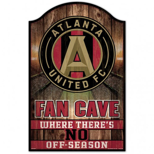 Letrero de madera de 11 x 17 pulgadas del Atlanta United FC con diseño de cueva para fanáticos