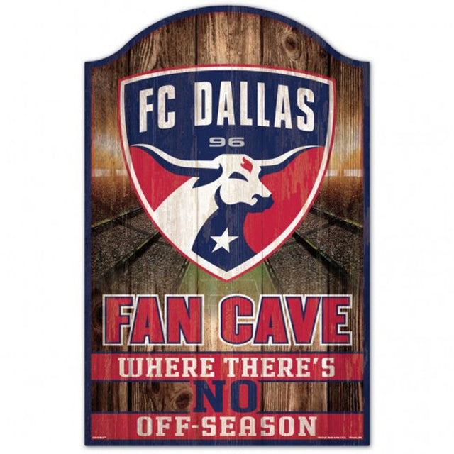 Letrero de madera del FC Dallas de 11 x 17 pulgadas con diseño de cueva para fanáticos