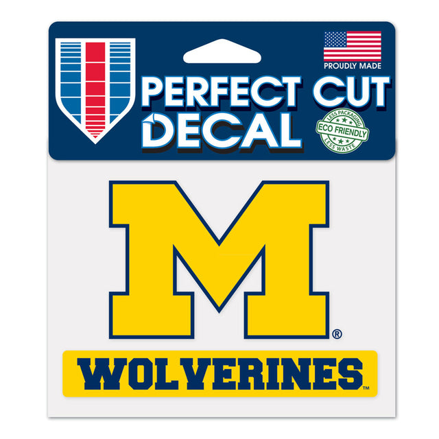 Calcomanía de los Wolverines de Michigan, 4,5 x 5,75, corte perfecto en color