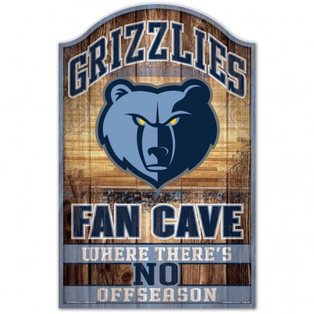 Letrero de madera de 11 x 17 de los Memphis Grizzlies con diseño de cueva para fanáticos