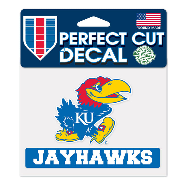 Calcomanía de los Kansas Jayhawks de 4,5 x 5,75 pulgadas, corte perfecto en color