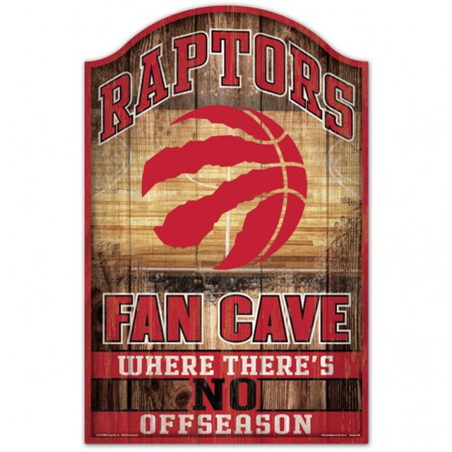 Letrero de madera de 11 x 17 de los Toronto Raptors con diseño de cueva para fanáticos