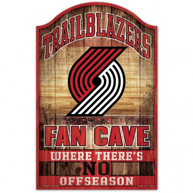 Letrero de madera de 11 x 17 pulgadas de los Portland Trail Blazers con diseño de cueva de abanico