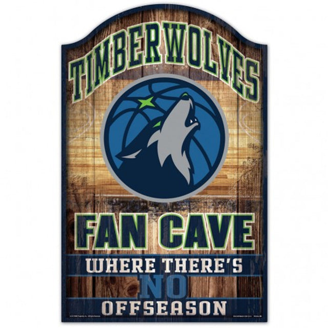 Minnesota Timberwolves Sign 11x17 Wood Fan Cave Design