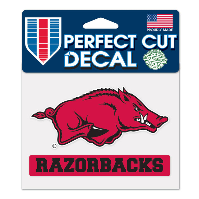 Calcomanía de Arkansas Razorbacks de 4,5 x 5,75 pulgadas, corte perfecto y color