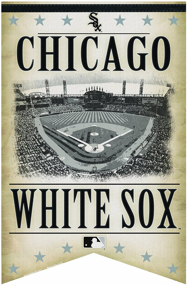 Pancarta de los Chicago White Sox de 17 x 26, estilo banderín, diseño de estadio de fieltro de primera calidad