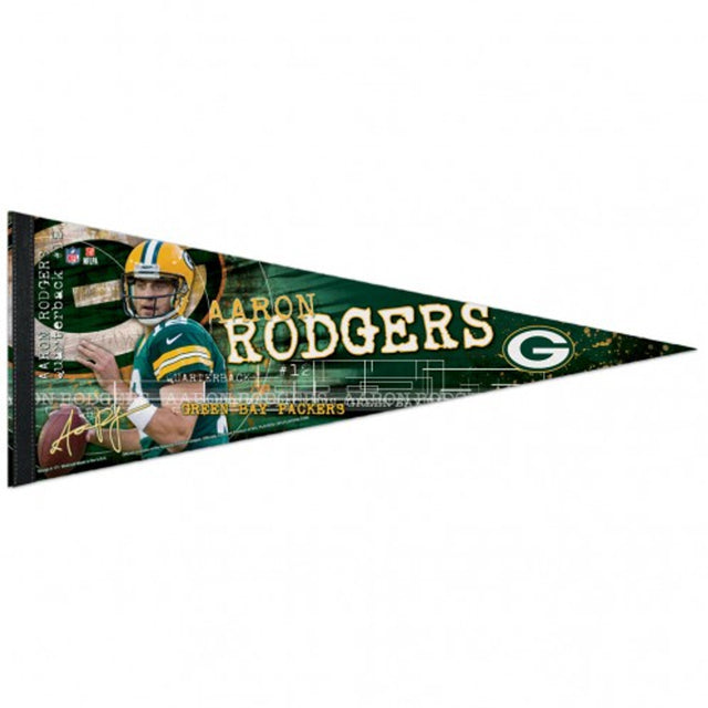 Banderín de los Green Bay Packers de 12 x 30 pulgadas, estilo premium, diseño de Aaron Rodgers