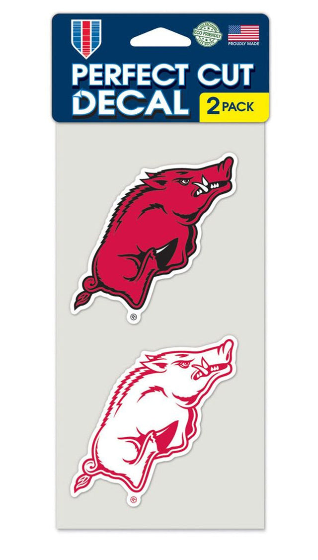 Calcomanía de Arkansas Razorbacks, corte perfecto, 4 x 4, juego de 2