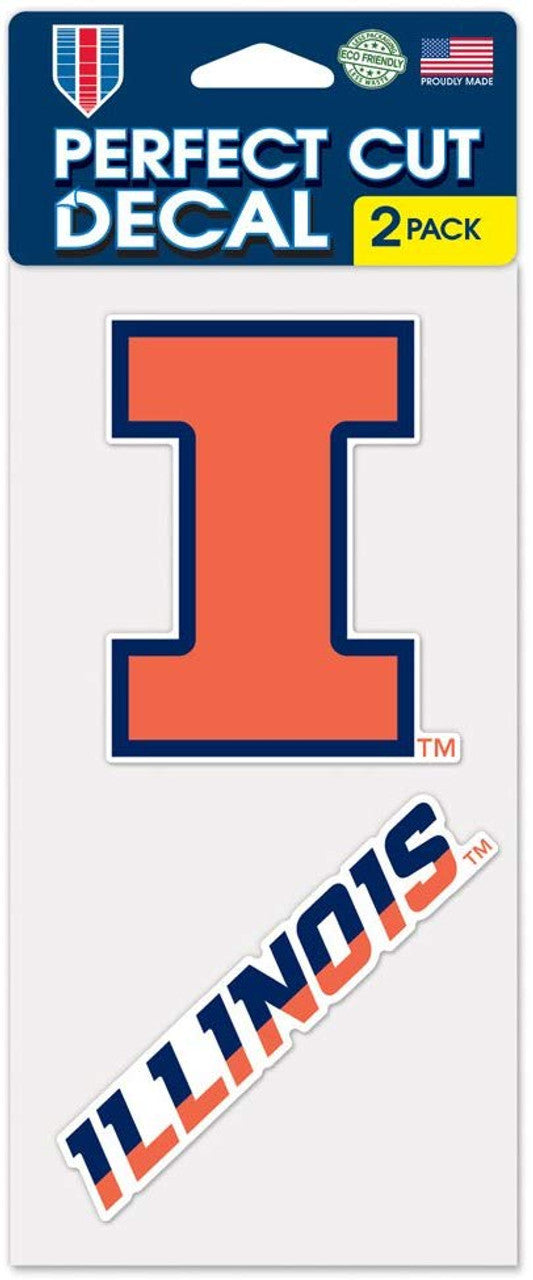 Illinois Fighting Illini Set of 2 Die Cut Decals