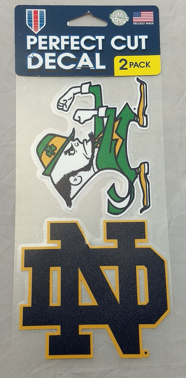 Juego de 2 calcomanías troqueladas de Notre Dame Fighting Irish