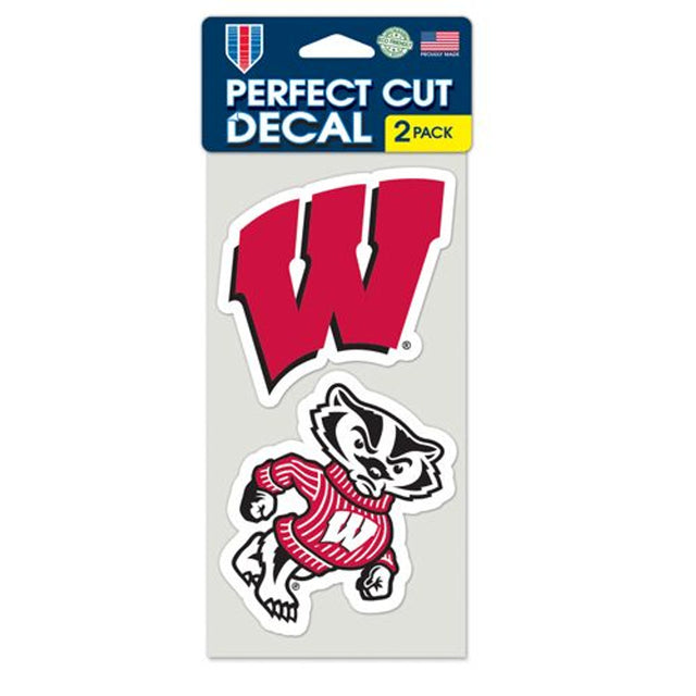 Juego de 2 calcomanías troqueladas de Wisconsin Badgers