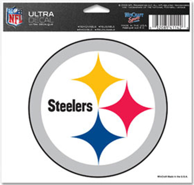 Calcomanía de los Pittsburgh Steelers con logotipo en color ultra de 5 x 6 pulgadas