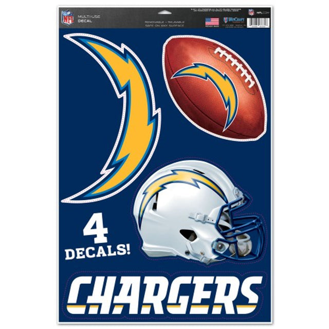 Calcomanía de Los Angeles Chargers de 11 x 17 pulgadas, multiusos, para cortar con el logotipo, 4 piezas