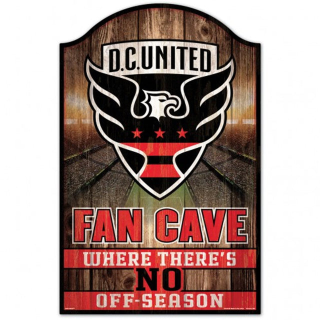 Letrero de madera de 11 x 17 pulgadas de DC United con diseño de cueva de fans