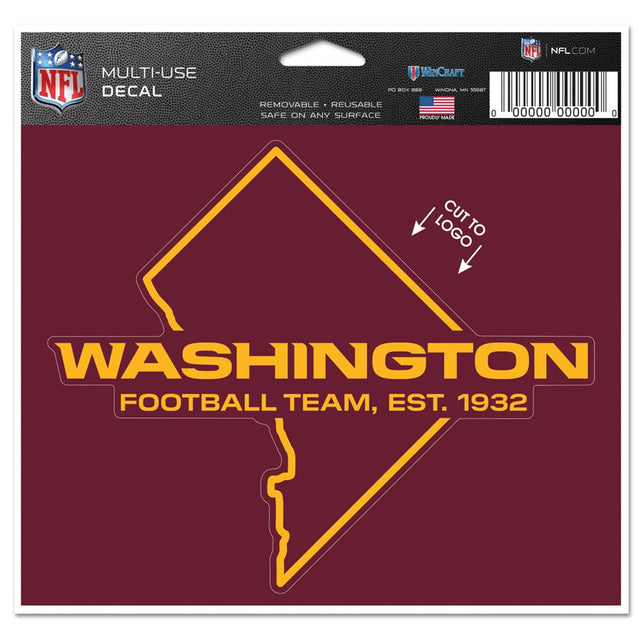 Calcomanía del equipo de fútbol de Washington, 5 x 6, multiusos, color recortable según el logotipo