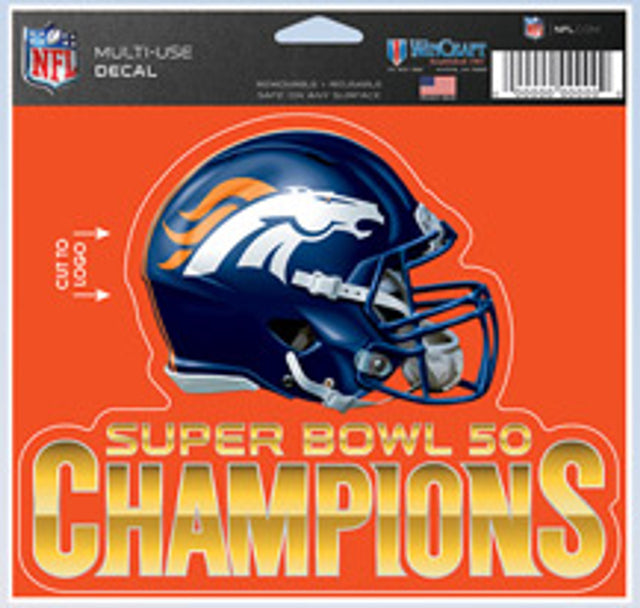 Calcomanía Ultra Color 5x6 de los Denver Broncos, campeón del Super Bowl 50