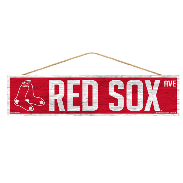 Letrero de los Boston Red Sox de 4 x 17 pulgadas con diseño de Wood Avenue